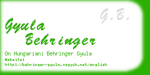 gyula behringer business card